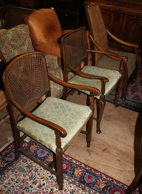 3 caned armchairs(-)